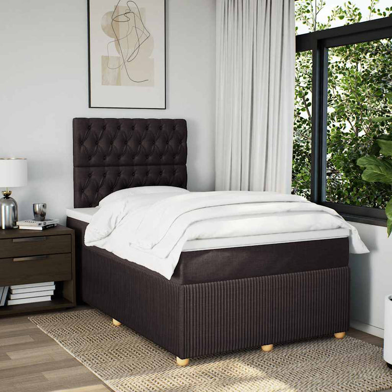 Pat box spring cu saltea, maro închis, 120x200 cm, textil