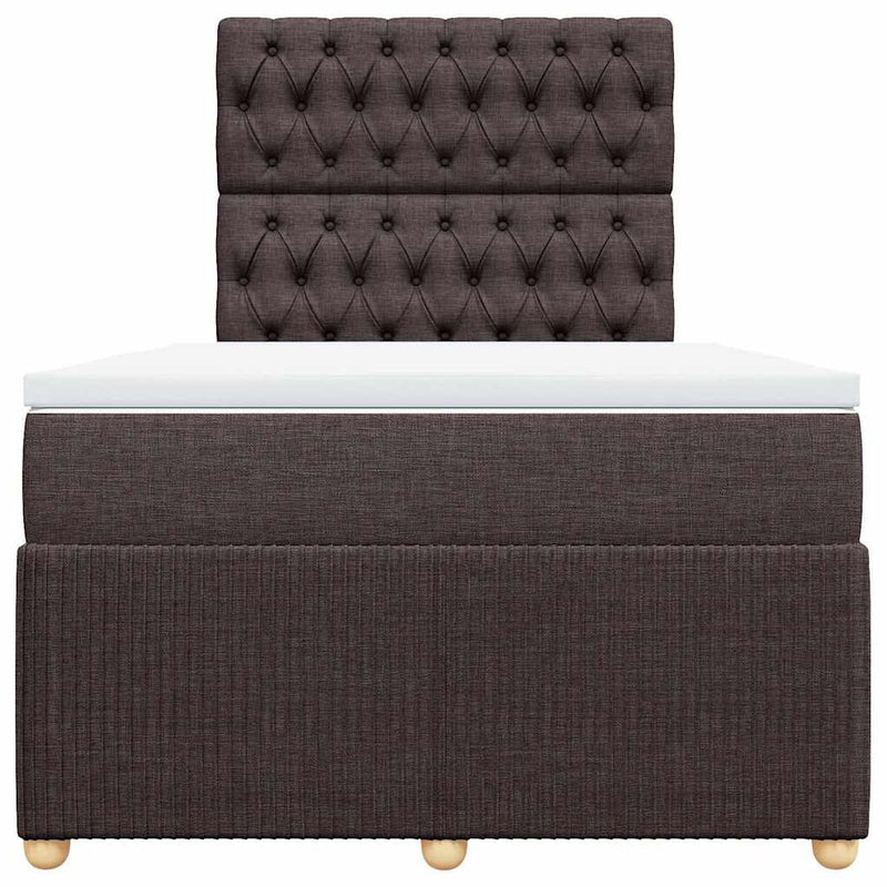 Pat box spring cu saltea, maro închis, 120x200 cm, textil