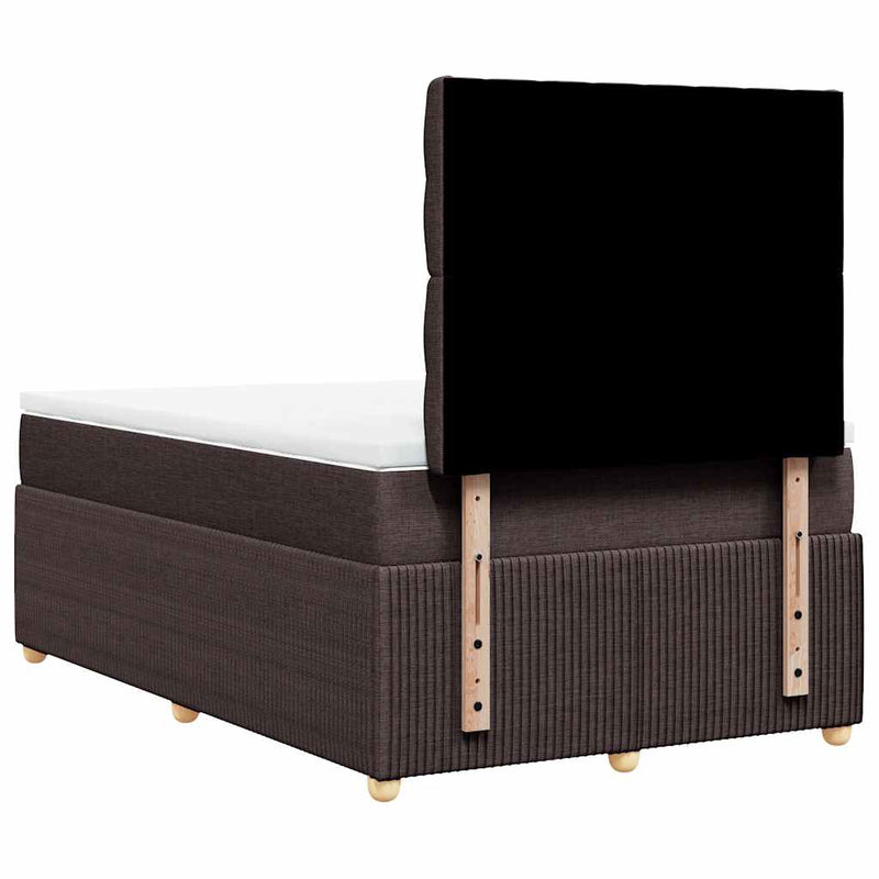 Pat box spring cu saltea, maro închis, 120x200 cm, textil