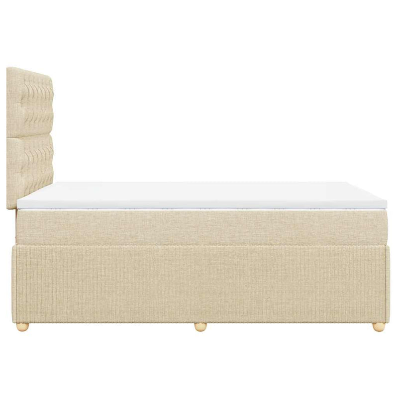 Pat box spring cu saltea, crem, 120x200 cm, textil