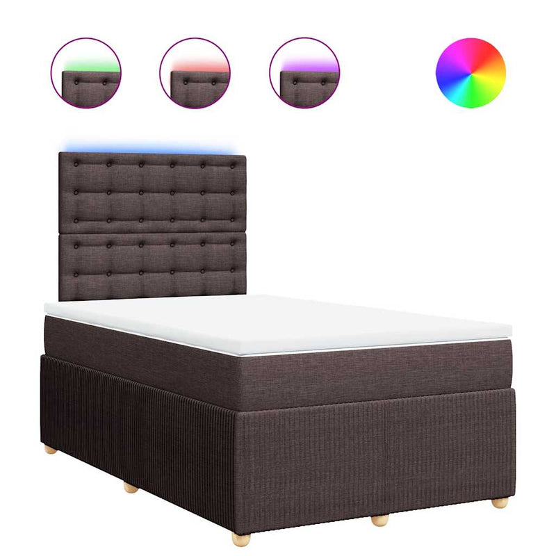 Pat box spring cu saltea, maro închis, 120x200 cm, textil