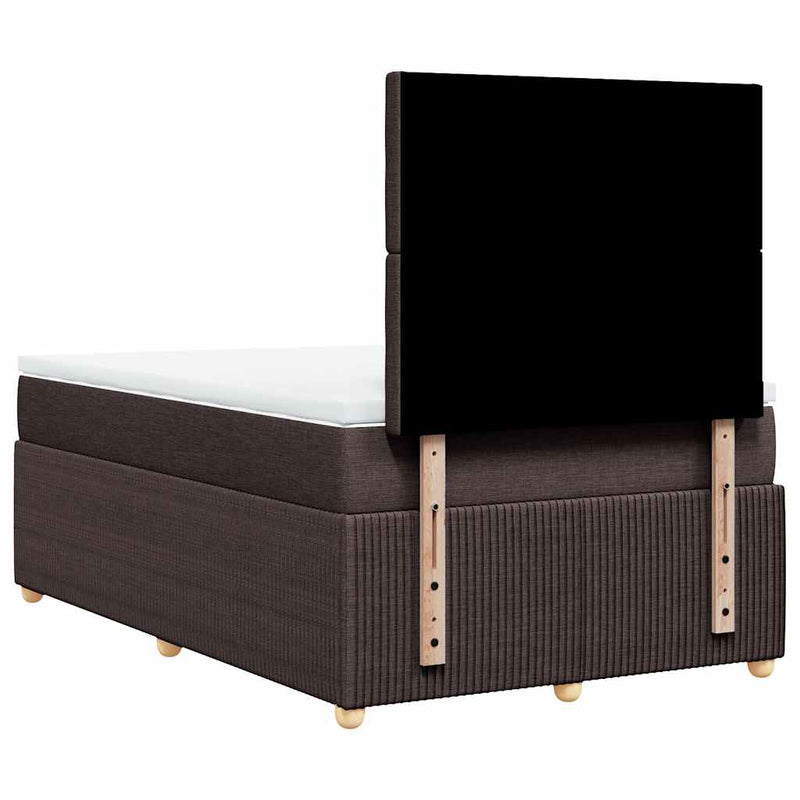 Pat box spring cu saltea, maro închis, 120x200 cm, textil