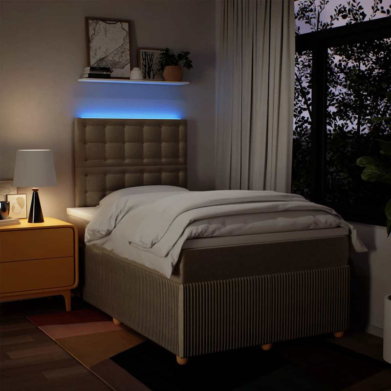 Pat box spring cu saltea, crem, 120x200 cm, textil