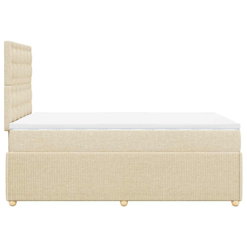 Pat box spring cu saltea, crem, 120x200 cm, textil