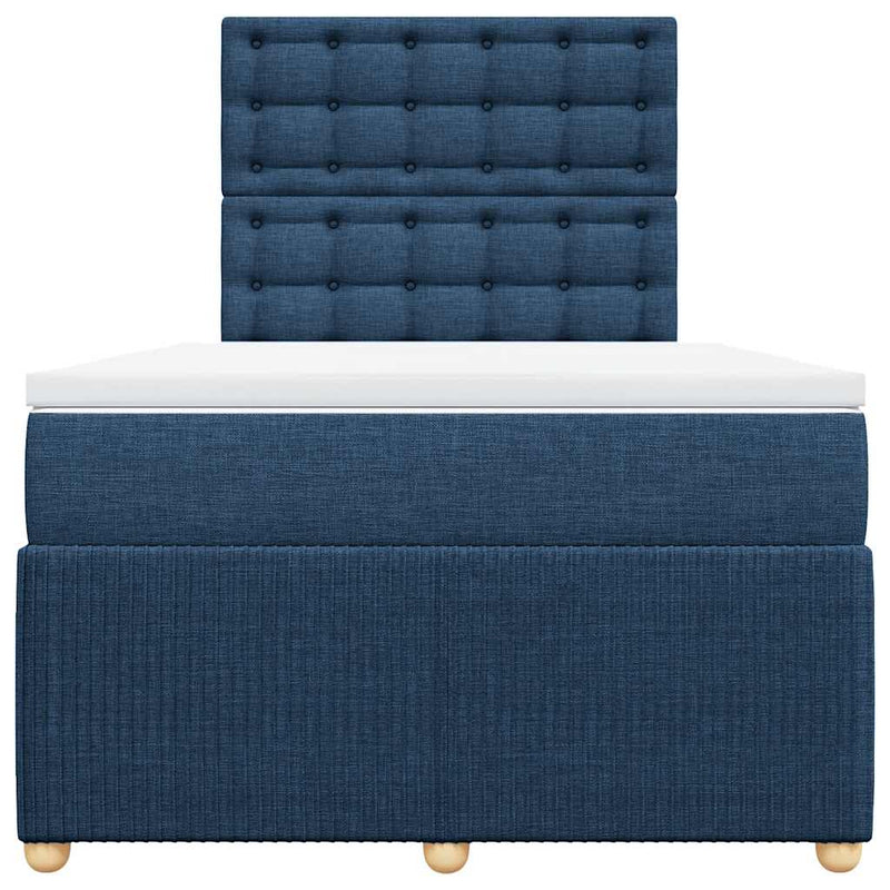 Pat box spring cu saltea, albastru, 120x200 cm, textil