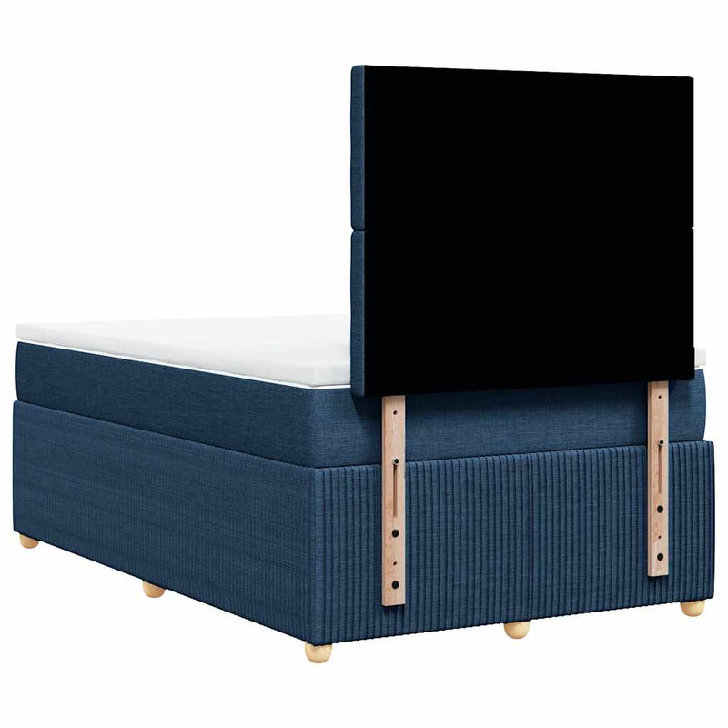 Pat box spring cu saltea, albastru, 120x200 cm, textil