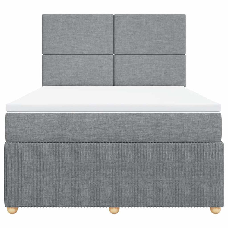 Pat box spring cu saltea, gri deschis, 140x190 cm, textil