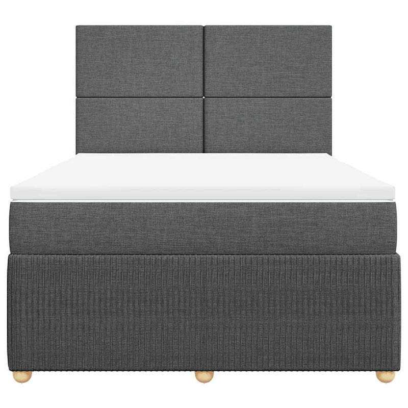 Pat box spring cu saltea, gri închis, 140x190 cm, textil