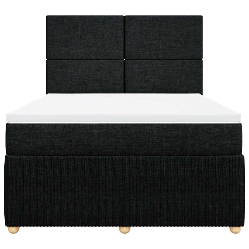Pat box spring cu saltea, negru, 140x190 cm, textil