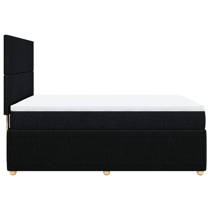 Pat box spring cu saltea, negru, 140x190 cm, textil