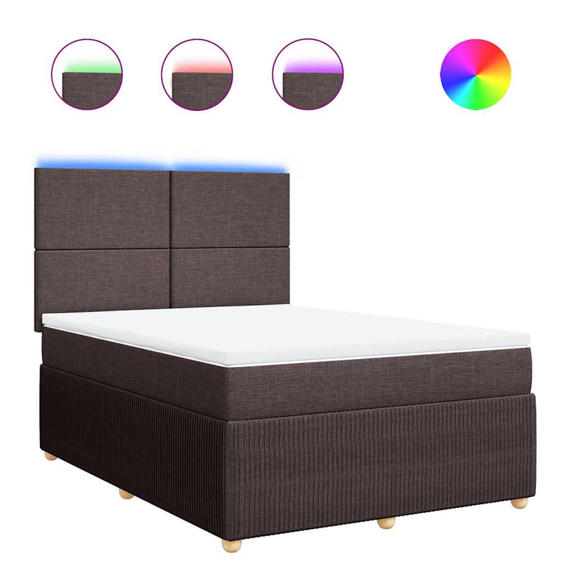 Pat box spring cu saltea, maro închis, 140x200 cm, textil