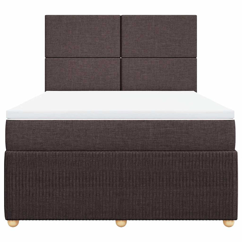 Pat box spring cu saltea, maro închis, 140x200 cm, textil