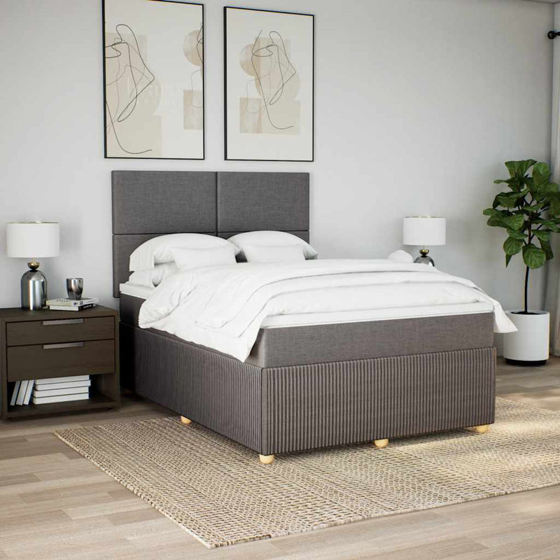 Pat box spring cu saltea, gri taupe, 140x200 cm, textil
