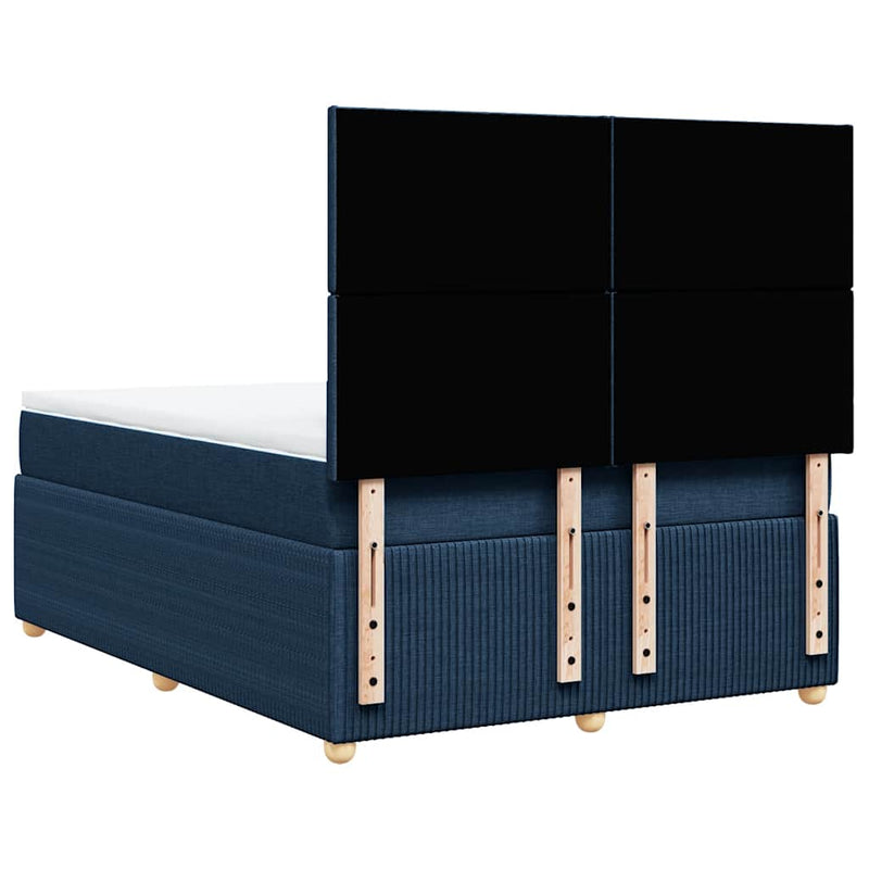 Pat box spring cu saltea, albastru, 140x200 cm, textil