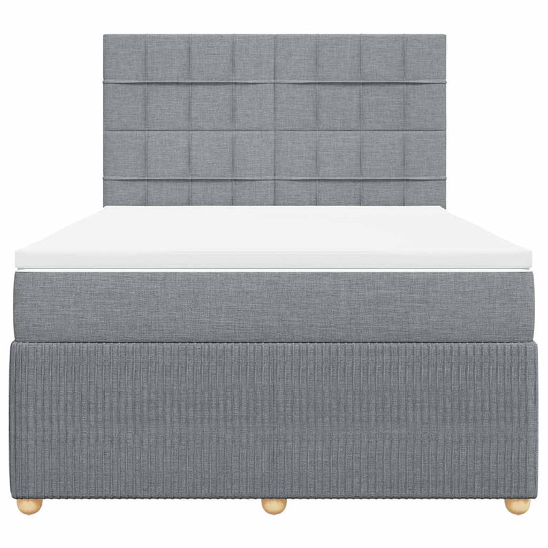 Pat box spring cu saltea, gri deschis, 140x190 cm, textil