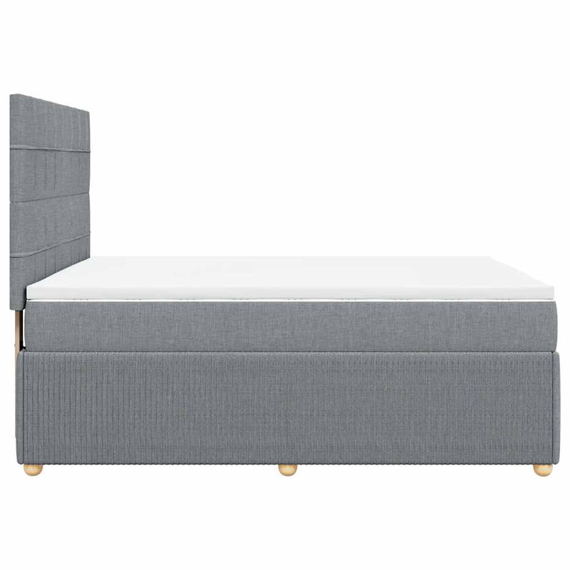 Pat box spring cu saltea, gri deschis, 140x190 cm, textil