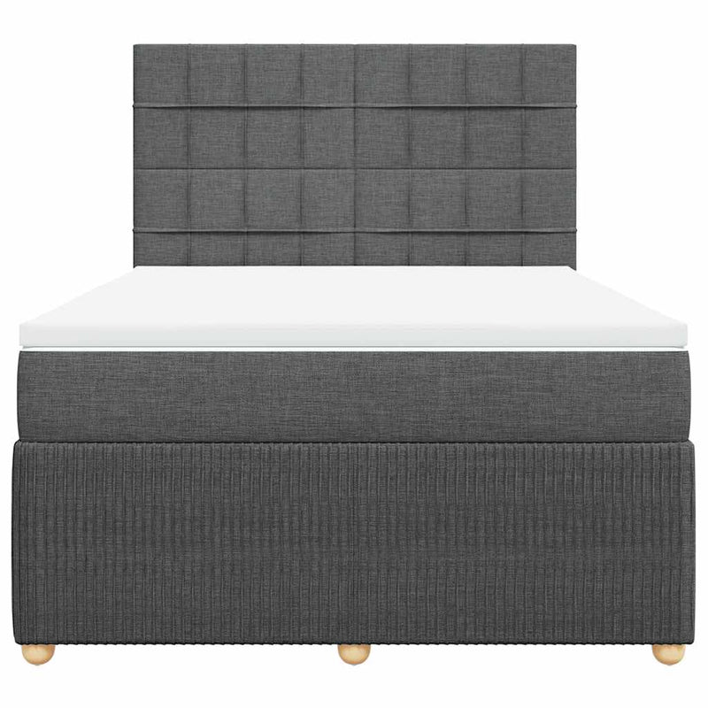 Pat box spring cu saltea, gri închis, 140x190 cm, textil