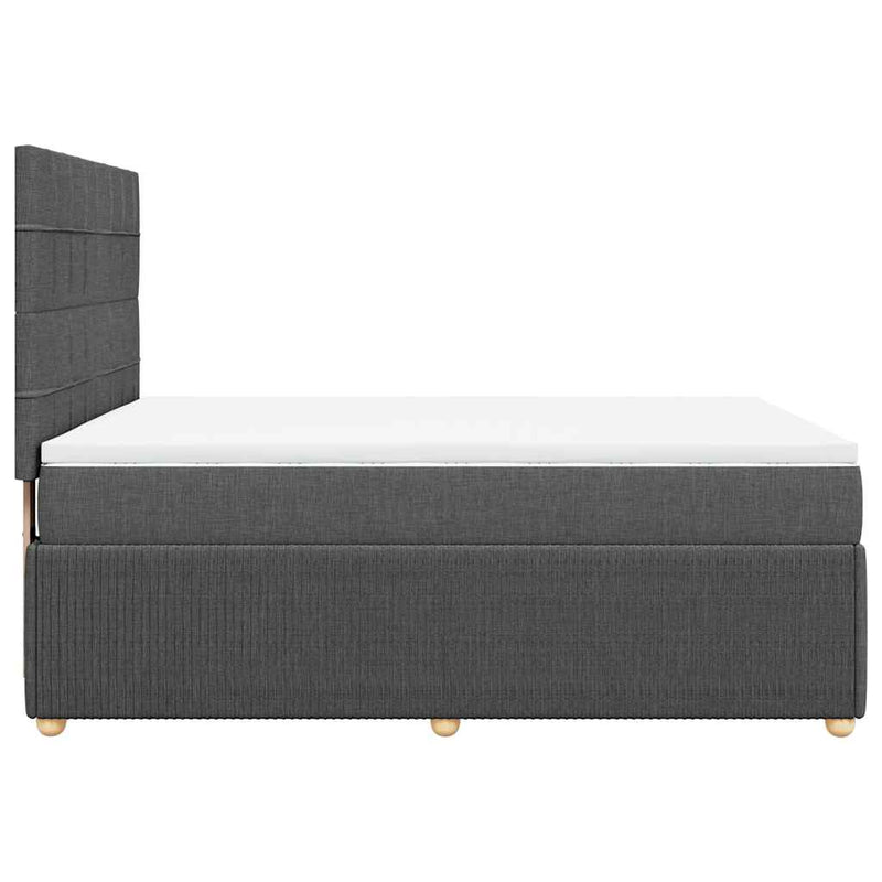 Pat box spring cu saltea, gri închis, 140x190 cm, textil