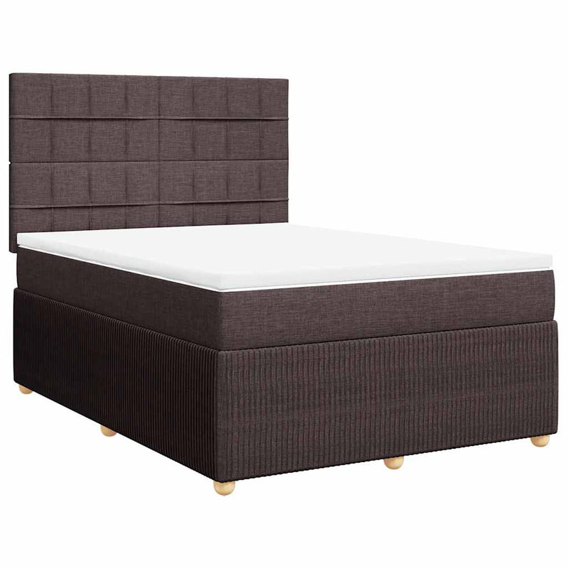 Pat box spring cu saltea, maro închis, 140x200 cm, textil