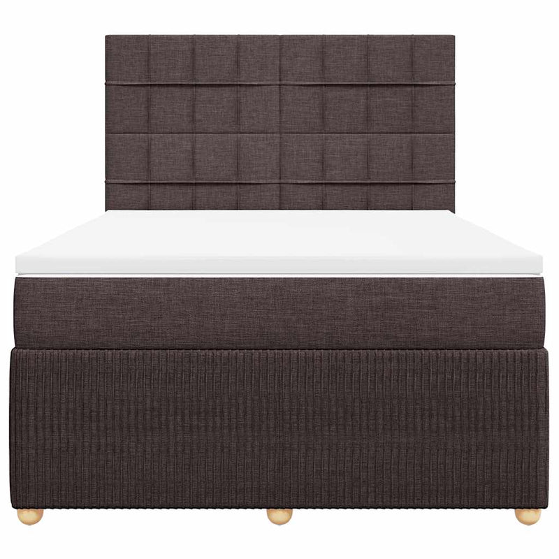 Pat box spring cu saltea, maro închis, 140x200 cm, textil