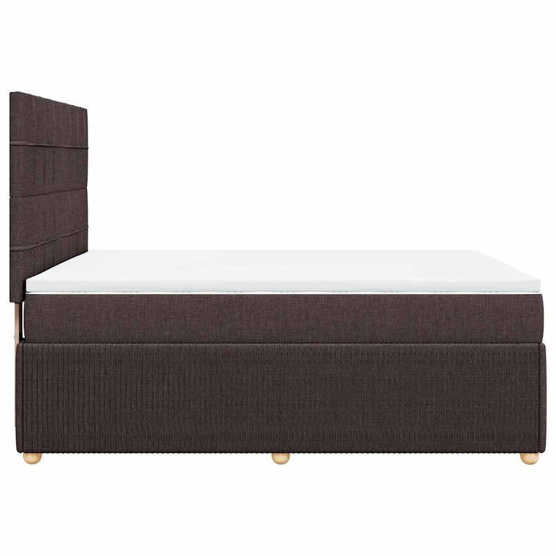 Pat box spring cu saltea, maro închis, 140x200 cm, textil