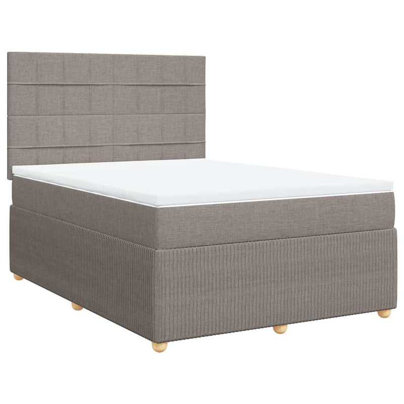 Pat box spring cu saltea, gri taupe, 140x200 cm, textil