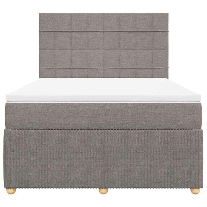 Pat box spring cu saltea, gri taupe, 140x200 cm, textil