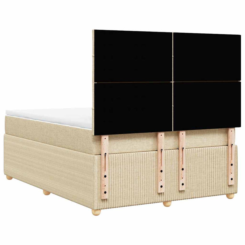 Pat box spring cu saltea, crem, 140x200 cm, textil