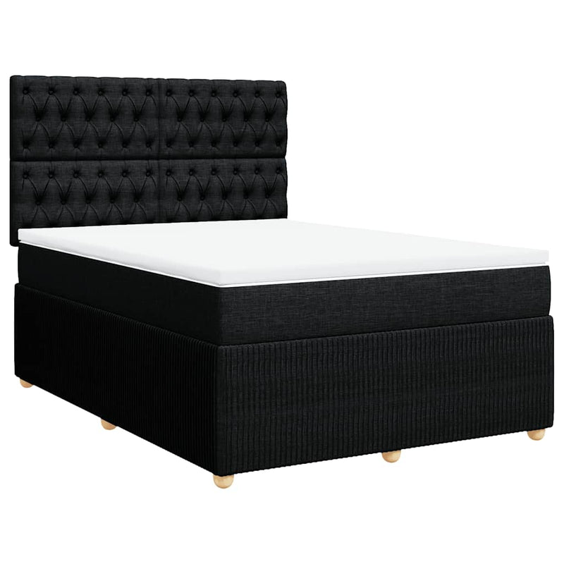 Pat box spring cu saltea, negru, 140x190 cm, textil