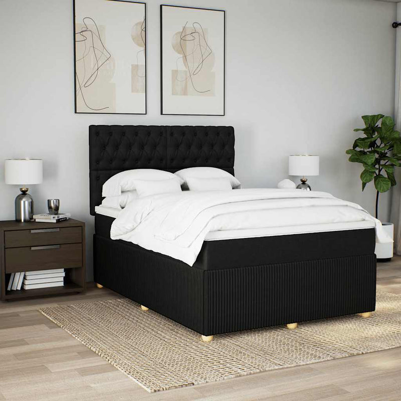 Pat box spring cu saltea, negru, 140x190 cm, textil