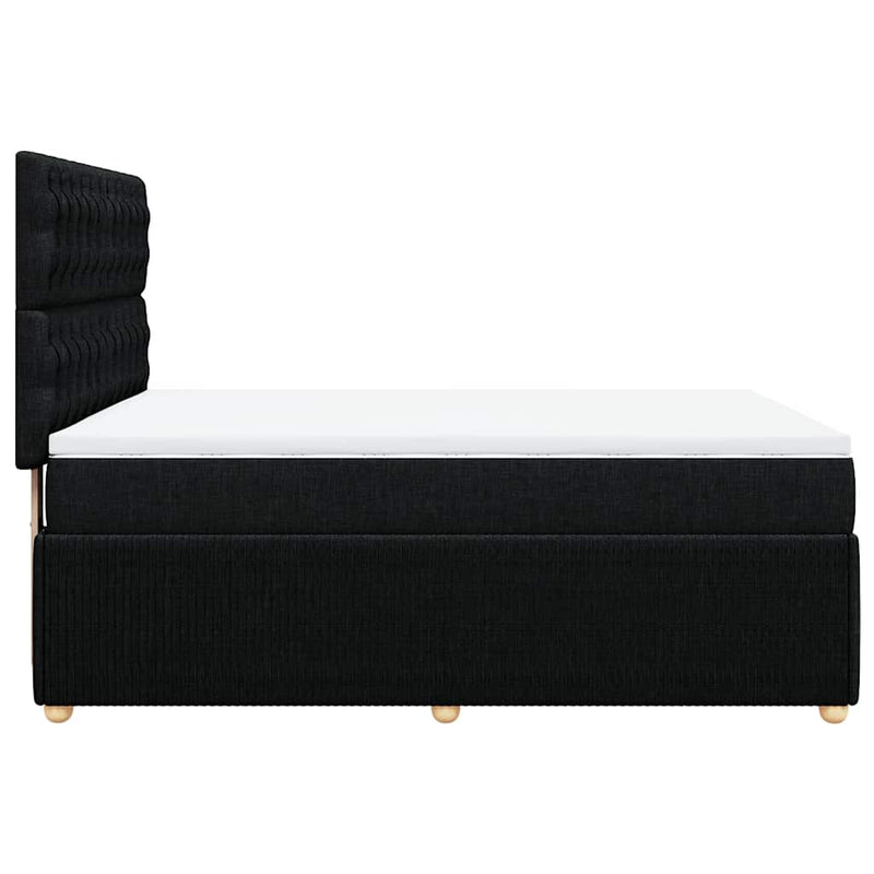 Pat box spring cu saltea, negru, 140x190 cm, textil