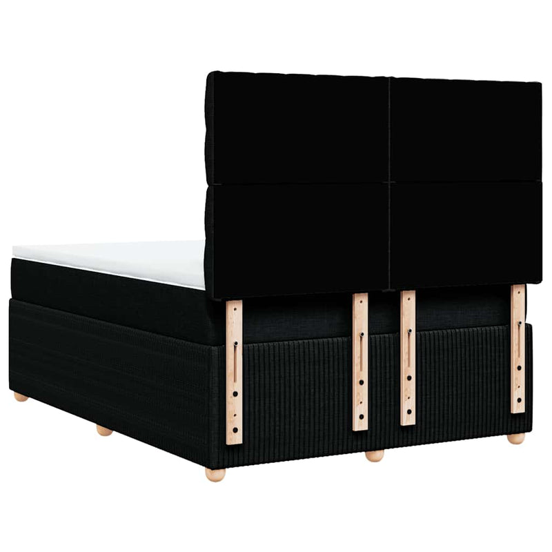 Pat box spring cu saltea, negru, 140x190 cm, textil
