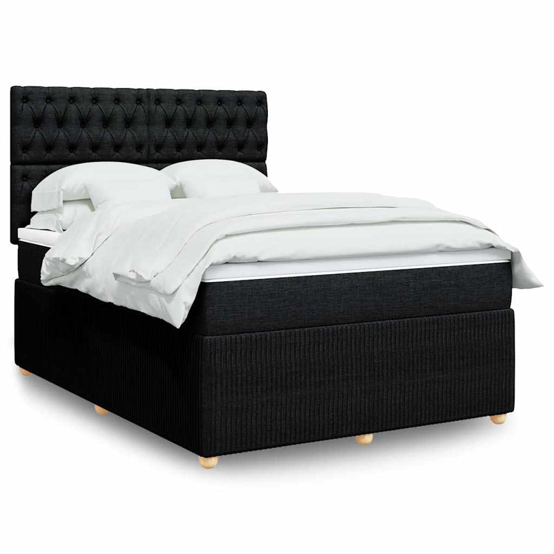 Pat box spring cu saltea, negru, 140x190 cm, textil