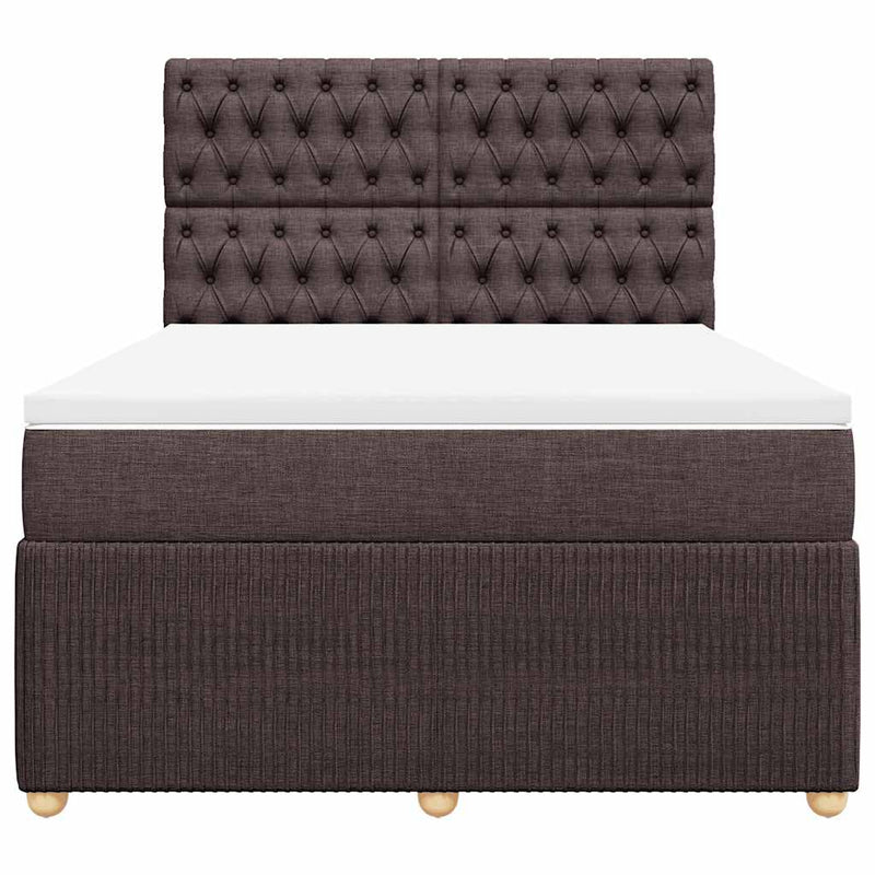 Pat box spring cu saltea, maro închis, 140x200 cm, textil