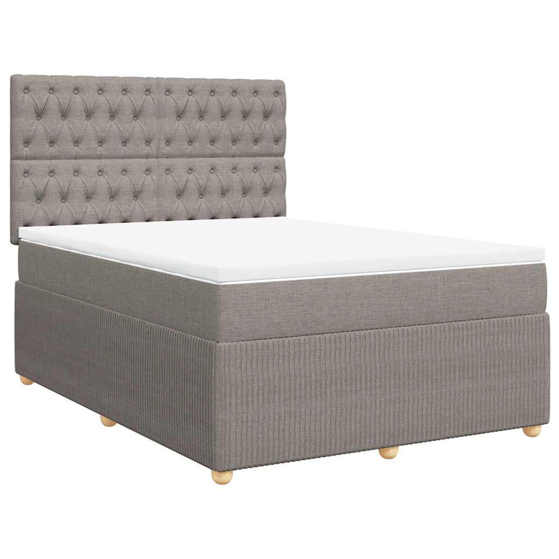 Pat box spring cu saltea, gri taupe, 140x200 cm, textil