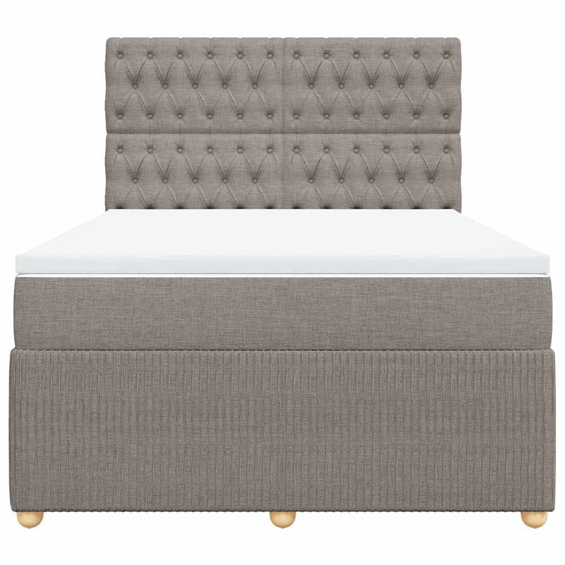 Pat box spring cu saltea, gri taupe, 140x200 cm, textil