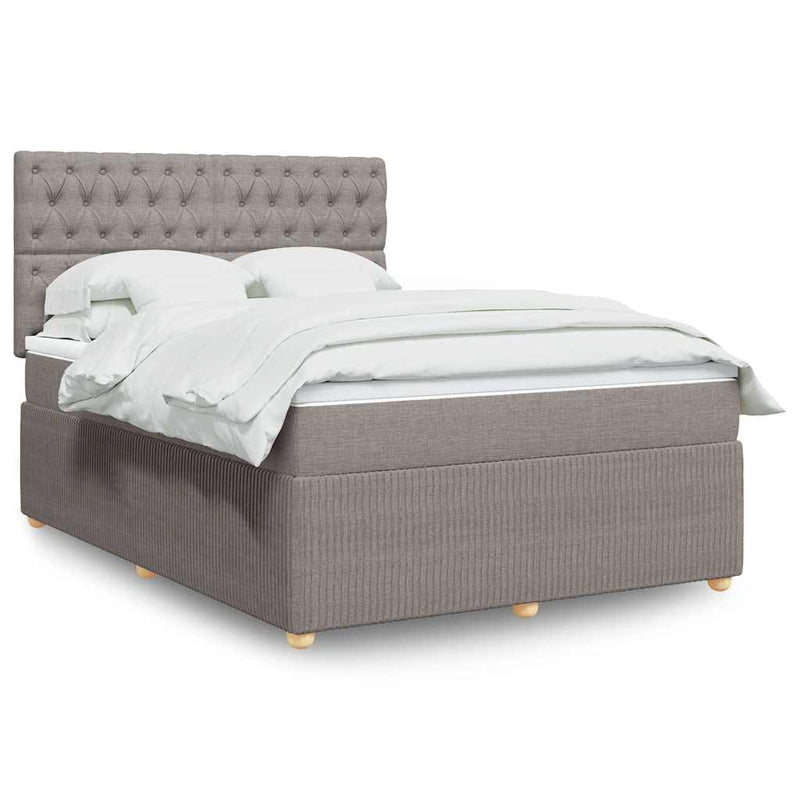 Pat box spring cu saltea, gri taupe, 140x200 cm, textil