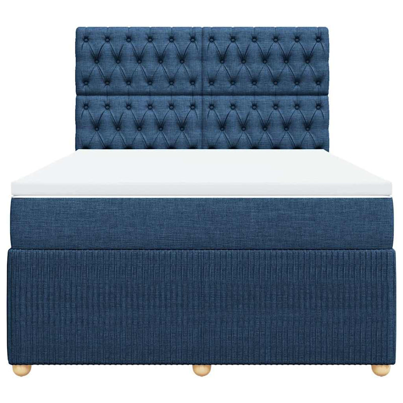 Pat box spring cu saltea, albastru, 140x200 cm, textil