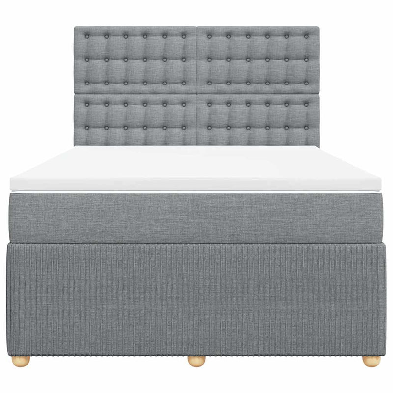 Pat box spring cu saltea, gri deschis, 140x190 cm, textil