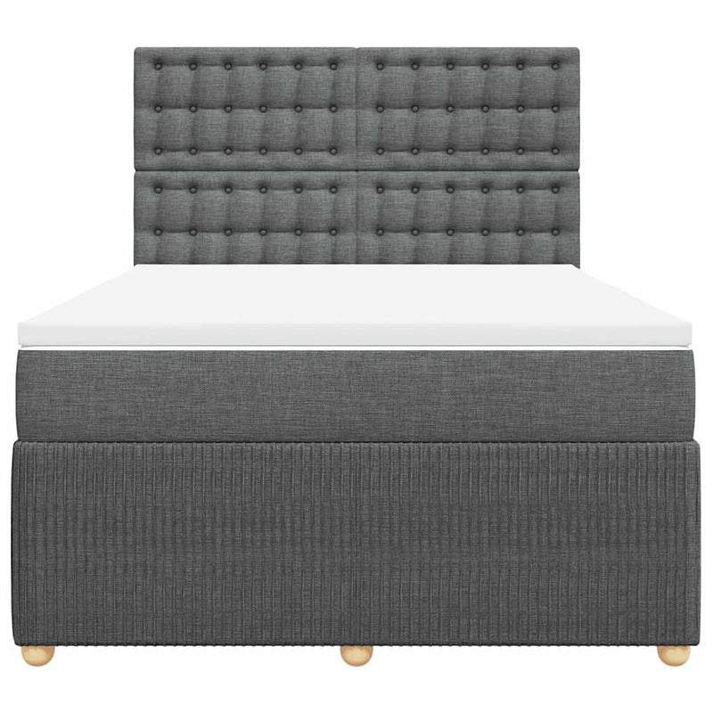 Pat box spring cu saltea, gri închis, 140x190 cm, textil