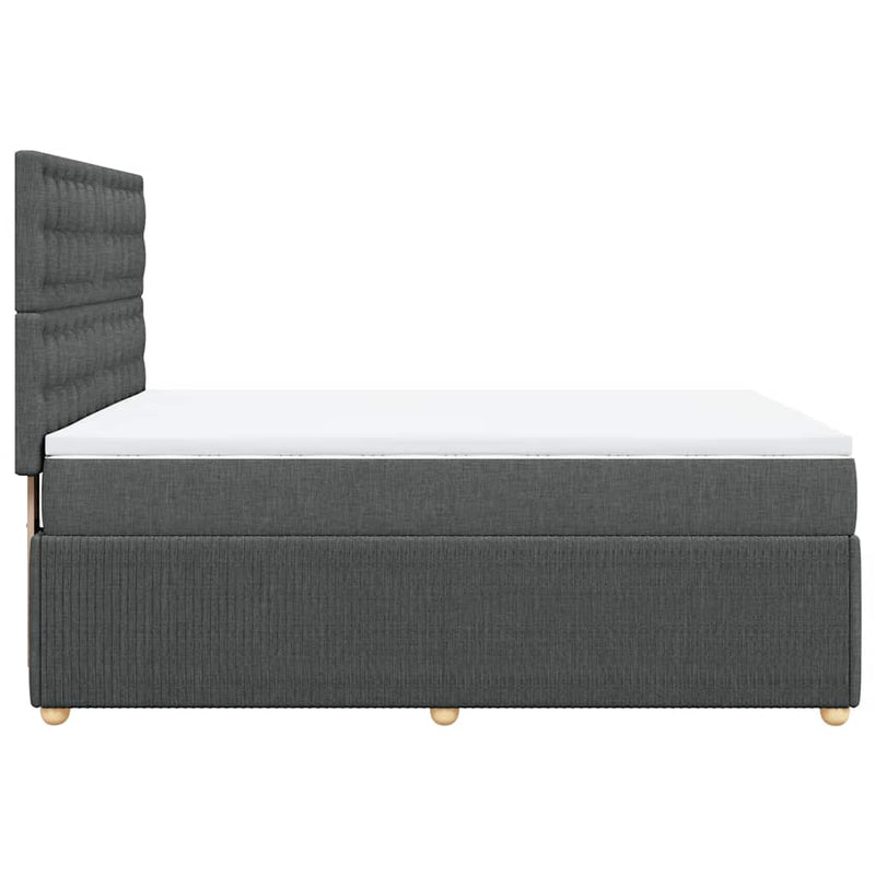 Pat box spring cu saltea, gri închis, 140x190 cm, textil