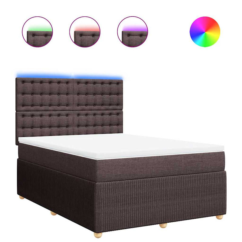 Pat box spring cu saltea, maro închis, 140x200 cm, textil