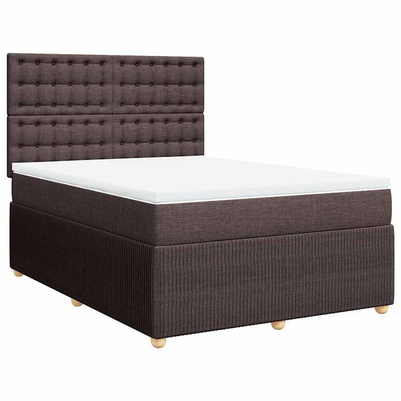 Pat box spring cu saltea, maro închis, 140x200 cm, textil