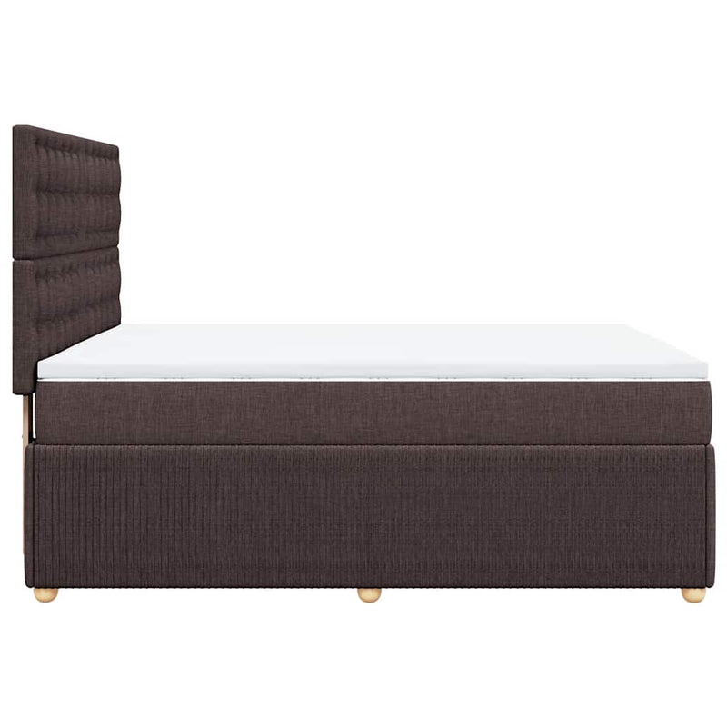 Pat box spring cu saltea, maro închis, 140x200 cm, textil