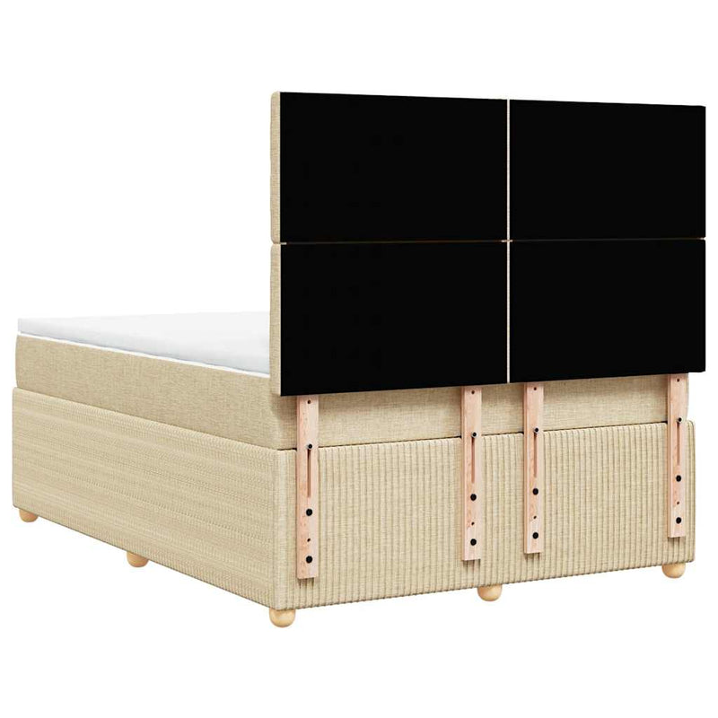 Pat box spring cu saltea, crem, 140x200 cm, textil