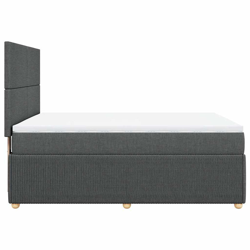 Pat box spring cu saltea, gri închis, 140x200 cm, textil