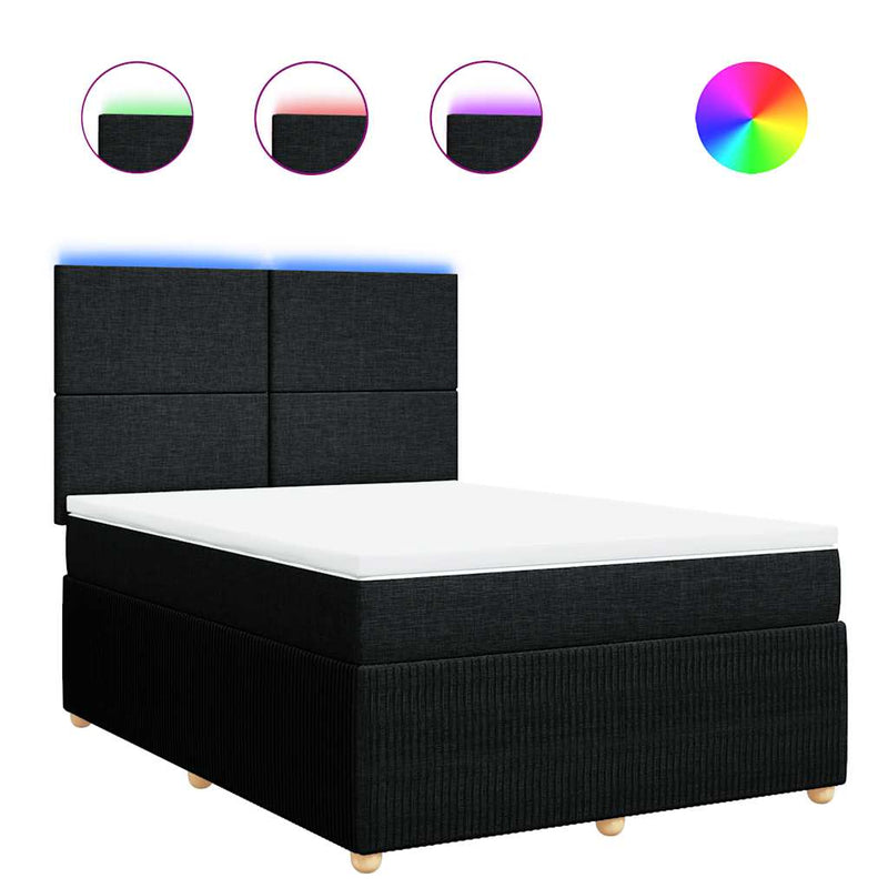 Pat box spring cu saltea, negru, 140x200 cm, textil