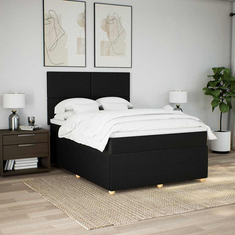 Pat box spring cu saltea, negru, 140x200 cm, textil