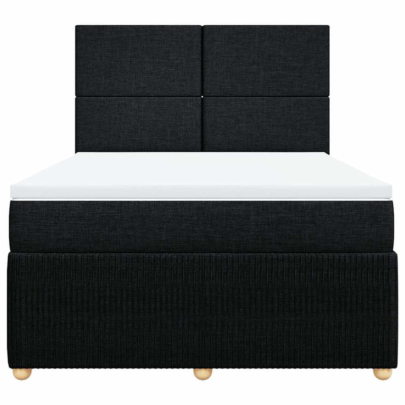 Pat box spring cu saltea, negru, 140x200 cm, textil