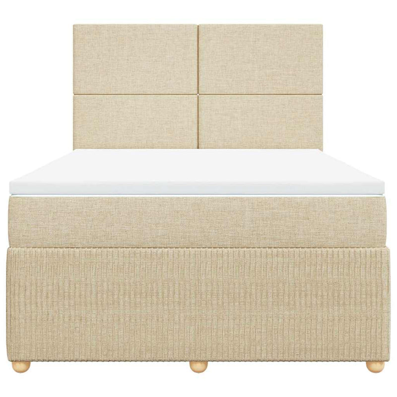 Pat continental cu saltea, crem, 140x200 cm, material textil